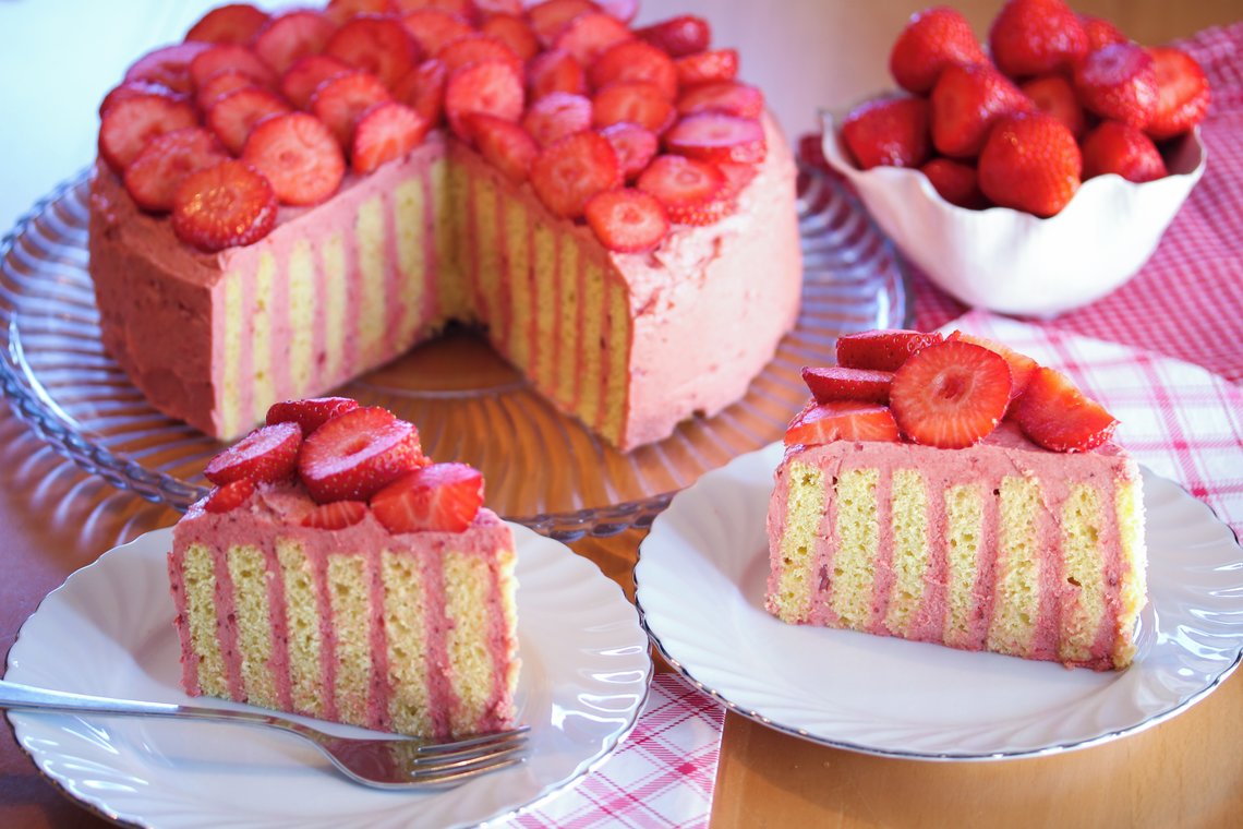 Spiralkake med jordbær